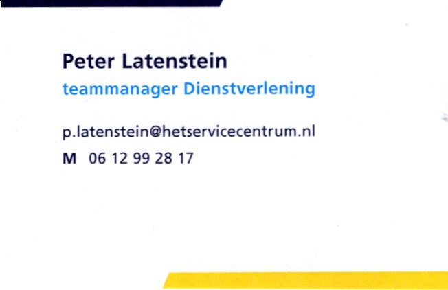 Hét Service Centrum – Teammanager Dienstverlening – visitekaartje