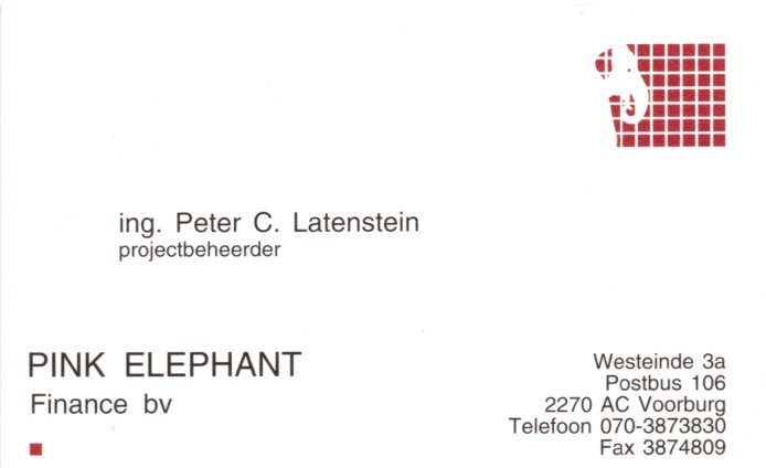 Pink Elephant – Projectbeheerder – visitekaartje