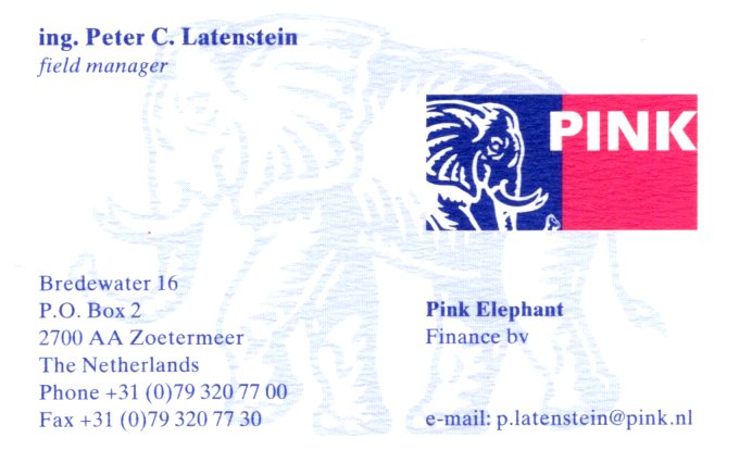 Pink Elephant – Field Manager – visitekaartje