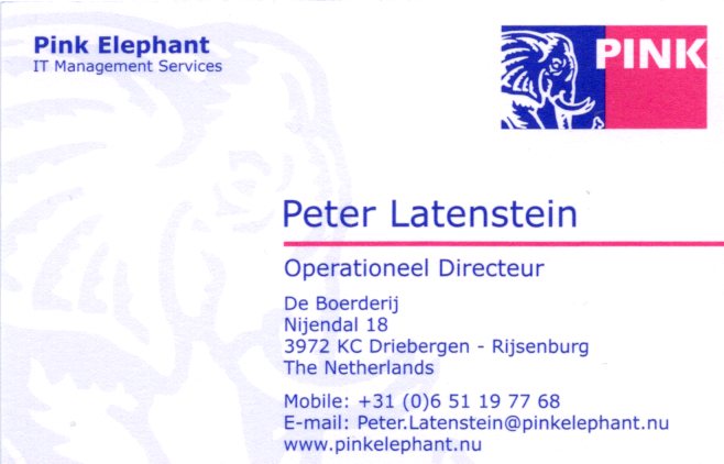 Pink Elephant – Operationeel Directeur – visitekaartje